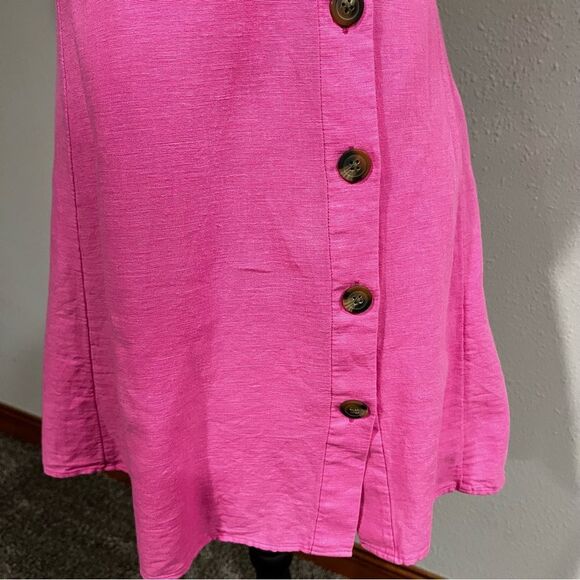American Eagle AE Pink Wrap Button Front Mini Dress Linen Blend - Picture 5 of 14